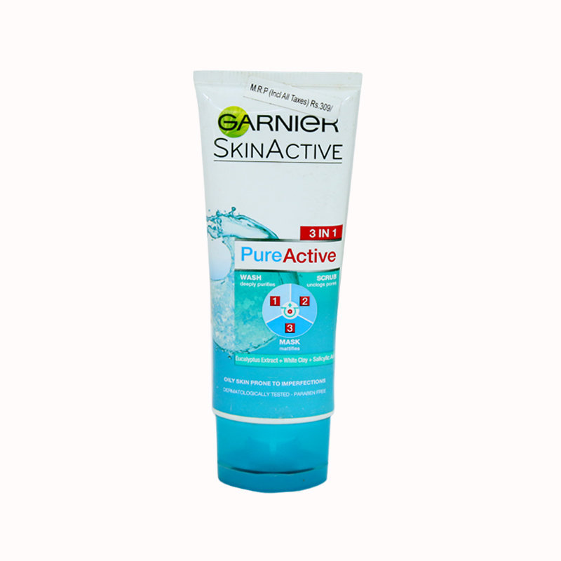 Garnier Pure Active 3 In 1 Face Wash Scrub Mask 50ml Ag