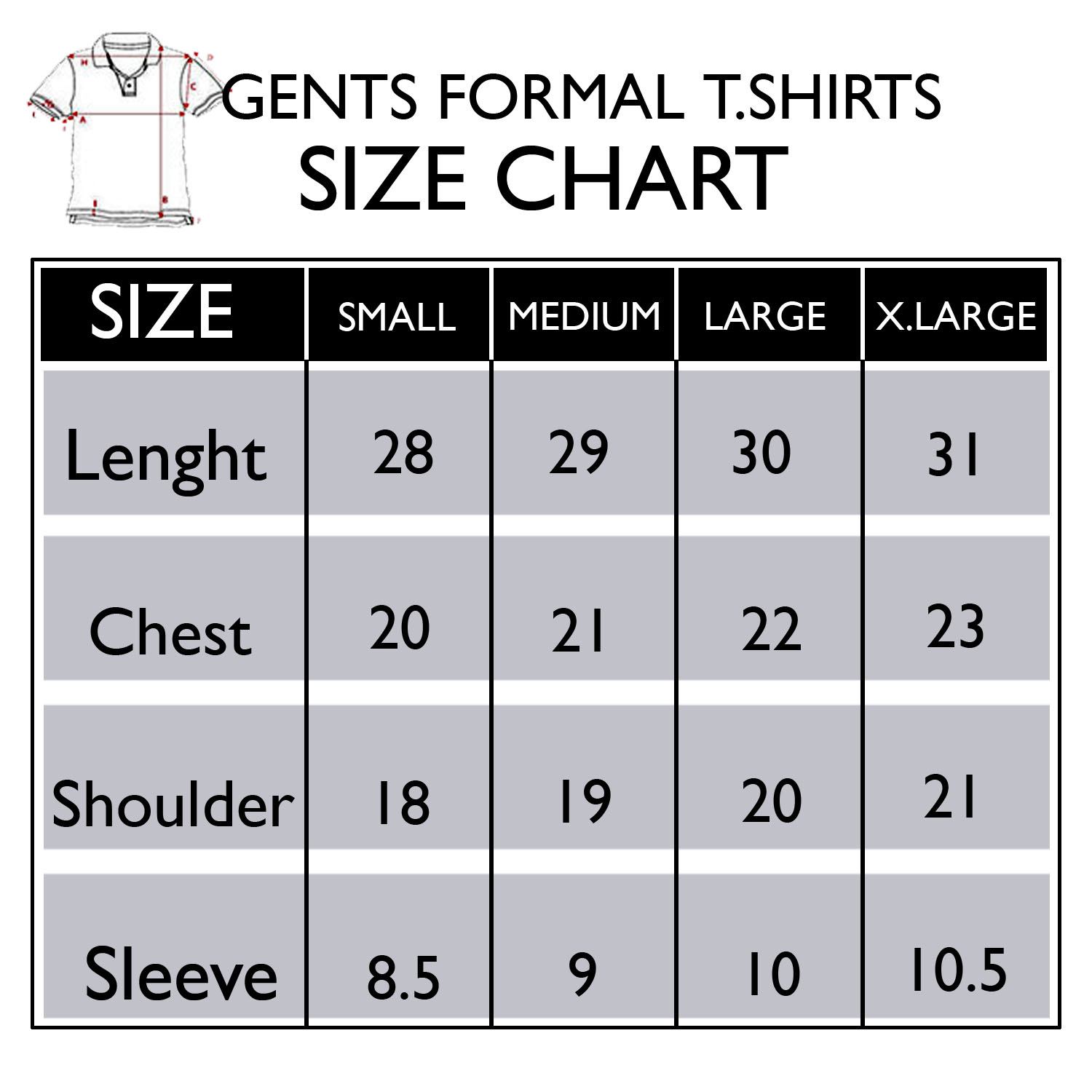 Large Dress Shirt Size Chart